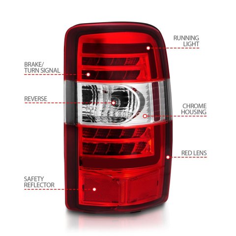 ANZO 2000-2006 Chevrolet Tahoe LED Tail Lights w/ Red Lens Chrome Housing thumbnail 5