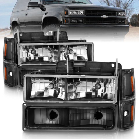 ANZO 88-98 Chevrolet C1500 Crystal Headlights Black thumbnail 7