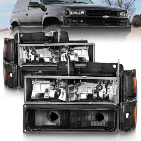 ANZO 88-98 Chevrolet C1500 Crystal Headlights Black thumbnail 8