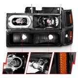 ANZO 88-98 Chevrolet C1500 Crystal Headlights Black Housing w/ Signal and Side Marker Lights thumbnail 2