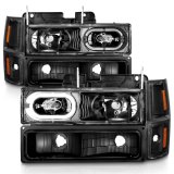 ANZO 88-98 Chevrolet C1500 Crystal Headlights Black Housing w/ Signal and Side Marker Lights thumbnail 3