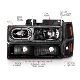 ANZO 88-98 Chevrolet C1500 Crystal Headlights Black Housing w/ Signal and Side Marker Lights thumbnail 5