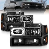 ANZO 88-98 Chevrolet C1500 Crystal Headlights Black Housing w/ Signal and Side Marker Lights thumbnail 9