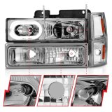 ANZO 88-98 Chevrolet C1500 Crystal Headlights Chrome Housing w/ Signal and Side Marker Lights thumbnail 2