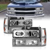 ANZO 88-98 Chevrolet C1500 Crystal Headlights Chrome Housing w/ Signal and Side Marker Lights thumbnail 3
