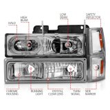 ANZO 88-98 Chevrolet C1500 Crystal Headlights Chrome Housing w/ Signal and Side Marker Lights thumbnail 4
