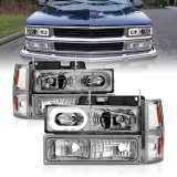 ANZO 88-98 Chevrolet C1500 Crystal Headlights Chrome Housing w/ Signal and Side Marker Lights thumbnail 7