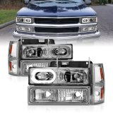 ANZO 88-98 Chevrolet C1500 Crystal Headlights Chrome Housing w/ Signal and Side Marker Lights thumbnail 8
