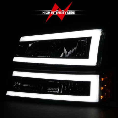 ANZO 2003-2006 Chevrolet Silverado 1500 Crystal Headlights w/ Light Bar Black Housing thumbnail 9