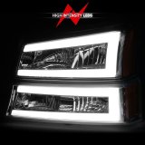 ANZO 2003-2006 Chevrolet Silverado 1500 Crystal Headlights w/ Light Bar Chrome Housing thumbnail 6