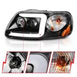 ANZO 1997-2003 Ford F-150 Projector Headlights w/ Light Bar Black Housing thumbnail 1
