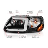 ANZO 1997-2003 Ford F-150 Projector Headlights w/ Light Bar Black Housing thumbnail 5