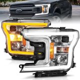 ANZO 2018-2020 Ford F-150 Projector Headlight w/Plank Style Switchback Chrome Housing thumbnail 1