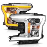 ANZO 2018-2020 Ford F-150 Projector Headlight w/Plank Style Switchback Chrome Housing thumbnail 2