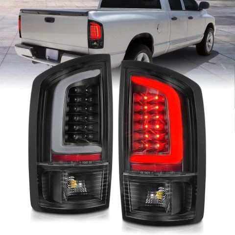 ANZO 2002-2006 Dodge Ram 1500 LED Tail Lights w/ Light Bar Black Housing Clear Lens thumbnail 1