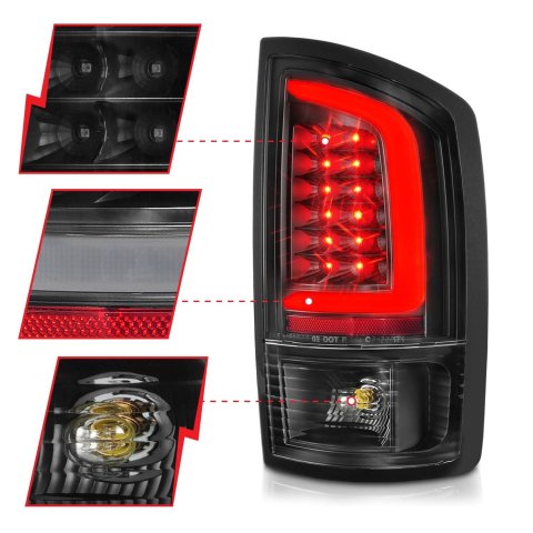 ANZO 2002-2006 Dodge Ram 1500 LED Tail Lights w/ Light Bar Black Housing Clear Lens thumbnail 3