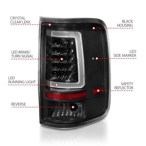 ANZO 2004-2006 Ford F-150 LED Tail Lights w/ Light Bar Black Housing Clear Lens thumbnail 5