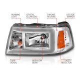 ANZO 2001-2011 Ford Ranger Crystal Headlights w/ Light Bar Chrome Housing thumbnail 4