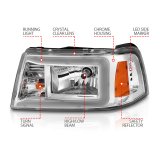 ANZO 2001-2011 Ford Ranger Crystal Headlights w/ Light Bar Chrome Housing thumbnail 9