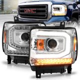 ANZO 2014-2015 GMC Sierra 1500 Projector Headlights w/ Light Bar Chrome Housing (Halogen Type) thumbnail 7