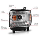 ANZO 2014-2015 GMC Sierra 1500 Projector Headlights w/ Light Bar Chrome Housing (Halogen Type) thumbnail 9