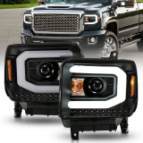 ANZO 2014-2015 GMC Sierra 1500 Projector Headlights w/ Light Bar Black Housing (Halogen Type) thumbnail 7
