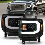 ANZO 2014-2015 GMC Sierra 1500 Projector Headlights w/ Light Bar Black Housing (Halogen Type) thumbnail 8