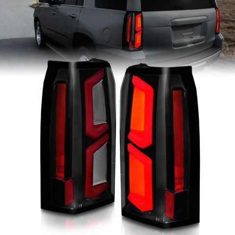 ANZO 2015-2020 Chevrolet Tahoe LED Tail Lights w/ Light Bar Black Housing Smoke Lens thumbnail 1