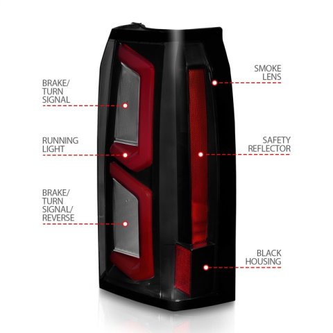ANZO 2015-2020 Chevrolet Tahoe LED Tail Lights w/ Light Bar Black Housing Smoke Lens thumbnail 8