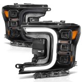 ANZO 18-20 Ford F-150 Full Led Projector Smoke Bar Style Headlights Black Amber thumbnail 5