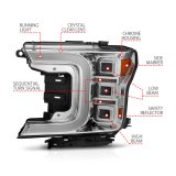 ANZO 18-20 Ford F-150 Full Led Projector Light Bar Style Headlights - Chrome Amber thumbnail 3