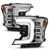 ANZO 18-20 Ford F-150 Full Led Projector Light Bar Style Headlights - Chrome Amber thumbnail 8
