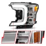 ANZO 18-20 Ford F-150 Full Led Projector Light Bar Style Headlights - Chrome Amber thumbnail 9