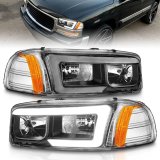 ANZO 99-17 GMC Sierra/Denali Headlights Black Amber (w/C Light Bars) thumbnail 1
