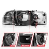 ANZO 99-17 GMC Sierra/Denali Headlights Black Amber (w/C Light Bars) thumbnail 4