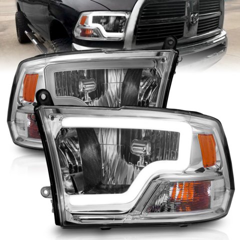ANZO 2009-2018 Dodge Ram 1500/ 2500/ 3500 Crystal Headlights w/ Light Bar Chrome Housing thumbnail 1