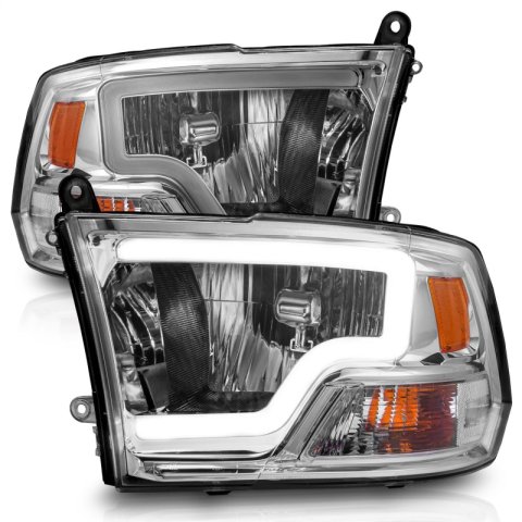 ANZO 2009-2018 Dodge Ram 1500/ 2500/ 3500 Crystal Headlights w/ Light Bar Chrome Housing thumbnail 8