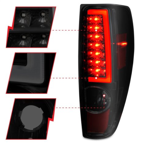 ANZO 2004-2012 Chevrolet Colorado/ GMC Canyon LED Tail Lights w/ Light Bar Black Housing Smoke Lens thumbnail 6