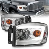 ANZO 06-09 Dodge RAM 1500/2500/3500 Headlights Chrome Housing/Clear Lens (w/ Light Bars) thumbnail 1