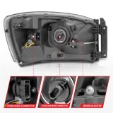 ANZO 06-09 Dodge RAM 1500/2500/3500 Headlights Chrome Housing/Clear Lens (w/ Light Bars) thumbnail 3