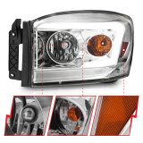 ANZO 06-09 Dodge RAM 1500/2500/3500 Headlights Chrome Housing/Clear Lens (w/ Light Bars) thumbnail 8