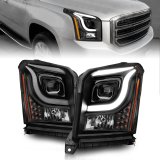 ANZO 15-17 GMC Yukon/Yukon XL Projector Headlights Black Housing/Clear Lens (w/ Light Bars) thumbnail 1