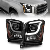 ANZO 15-17 GMC Yukon/Yukon XL Projector Headlights Black Housing/Clear Lens (w/ Light Bars) thumbnail 2