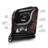 ANZO 15-17 GMC Yukon/Yukon XL Projector Headlights Black Housing/Clear Lens (w/ Light Bars) thumbnail 7