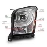 ANZO 2015-2017 GMC Yukon XL Projector Headlights W Lightbar - Chrome/Amber thumbnail 4