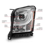 ANZO 2015-2017 GMC Yukon XL Projector Headlights W Lightbar - Chrome/Amber thumbnail 8
