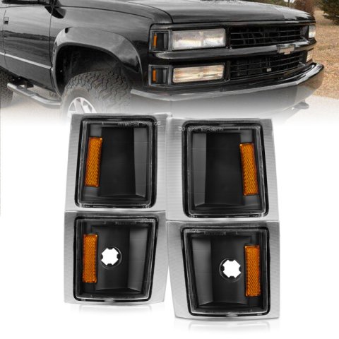 ANZO 1994-1998 Chevrolet Blazer Corner Lights Black Housing Clear Lens w/ Amber Reflector thumbnail 6