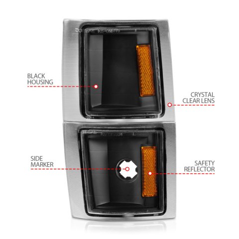 ANZO 1994-1998 Chevrolet Blazer Corner Lights Black Housing Clear Lens w/ Amber Reflector thumbnail 9
