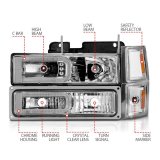 ANZO 88-98 Chevrolet C1500 Crystal Headlights w/Light Bar Chrome Housing w/ Signal Side Markers 8Pcs thumbnail 5