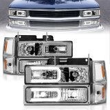 ANZO 88-98 Chevrolet C1500 Crystal Headlights w/Light Bar Chrome Housing w/ Signal Side Markers 8Pcs thumbnail 7